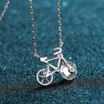 S925 Sterling Silver Moissanite Bicycle Pendant Necklace for Women, Simple and Cute, Factory Direct