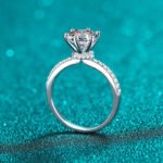 S925 Sterling Silver Ring for Women 2 Carat Moissanite Band Factory Wholesale