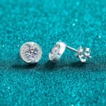 S925 Sterling Silver Moissanite Stud Earrings for Women Floral Design Minimalist Elegant Daily Wear