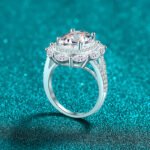 S925 Sterling Silver Moissanite Ring for Women, Oval Cut, Exaggerated Luxury Style, European and American Fashion
