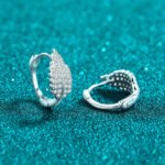 S925 Sterling Silver Moissanite Leaf Stud Earrings for Women, Leaf Design Ear Cuff, European and American Light Luxury Earrings