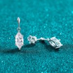 S925 Sterling Silver Moissanite Stud Earrings for Women, Oval Drop Light Luxury Fashion Versatile Ear Jewelry