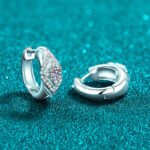 S925 Sterling Silver Moissanite Earrings for Women, Diamond-Shaped Ear Cuff, Light Luxury Fashion Trendy Earrings