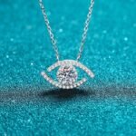 925 Silver Korean Fashion Women's Evil Eye Moissanite Pendant Necklace