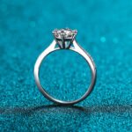 S925 Sterling Silver Ring for Women 1 Carat Moissanite Korean Style Six-Claw Micro-Setting Band