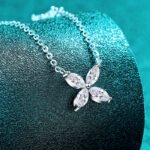 S925 Sterling Silver Moissanite Four-Leaf Clover Necklace for Women, Delicate and Fresh Daily Wear