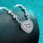 S925 Sterling Silver Moissanite Necklace for Women, Heart Pendant, Simple Chain, Sweet Style