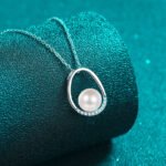 S925 Silver Moissanite Pearl Necklace Oval Pendant Elegant Daily Commute Clavicle Chain
