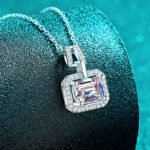 S925 Sterling Silver Moissanite Necklace for Women, Rectangular Pendant, Minimalist High-End Light Luxury Versatile Clavicle Chain