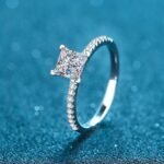 S925 Silver Ring for Women with Micro-Setting, Irregular Four-Prong, 1 Carat Princess Cut Moissanite