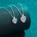 S925 Sterling Silver Heart Moissanite Necklace for Women Minimalist Heart Pendant Sweet Collarbone Chain