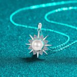 S925 Sterling Silver Necklace for Women with Natural Freshwater Pearl and Moissanite Sunflower Pendant