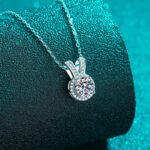 S925 Sterling Silver Moissanite Necklace Sweet Rabbit Ear Pendant Minimalist Daily Commute Simple High-End Design