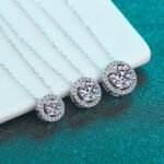925 Sterling Silver Moissanite Necklace for Women Round Bezel Pendant Minimalist Korean Style Live Hot Sale Factory Direct