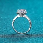 S925 Silver Ring for Women 1 Carat Moissanite Ring Korean Style Flower