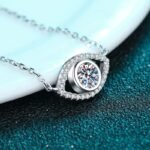 S925 Silver Angel Eye Moissanite Micro Pave Necklace