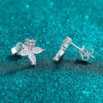 S925 Sterling Silver Full Moissanite Stud Earrings for Women, Flower Design, Fresh and Sweet, Delicate and Cute, Versatile