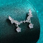 S925 Sterling Silver Moissanite Stud Earrings for Women, Small Wing Design, Minimalist Elegant Style