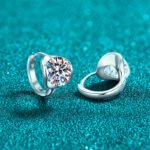 S925 Sterling Silver Full Moissanite Stud Earrings for Women, Bubble Floating Ear Cuff, Minimalist and Elegant, Everyday Versatile