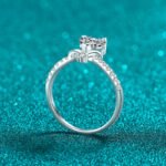 S925 Sterling Silver Moissanite Heart Scepter Ring for Women, Sweet and Elegant