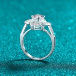 S925 Sterling Silver Moissanite Ring for Women, Beveled Square Star Band, Light Luxury, Delicate, High-End