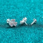 S925 Sterling Silver Moissanite Stud Earrings for Women, Clover Screw Back, Elegant and Minimalist