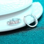 S925 Silver Earrings for Women Half Circle Square Moissanite Ear Clips Small Fashion Accessories Factory Direct