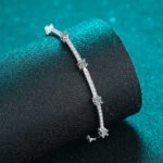 S925 Sterling Silver Moissanite Bracelet for Women, Minimalist Elegant Gift