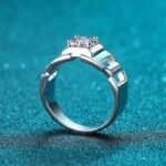 S925 Silver Men's Ring Simple 1 Carat Moissanite Ring European and American Style