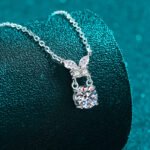 S925 Sterling Silver Moissanite Butterfly Pendant Necklace for Women, Sweet and Cute Daily Style
