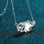 Wholesale S925 Silver Elephant Pendant Necklace with 0.5 Carat Moissanite