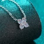 S925 Sterling Silver Moissanite Pendant Necklace for Women, Floral Design, Simple Elegant, Daily Wear, Gift