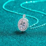S925 Sterling Silver Necklace Women Moissanite Oval Pendant Rose Gold Tone Collarbone Chain Wholesale