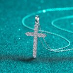 S925 Sterling Silver Cross Pendant Necklace for Women, Moissanite, Chain Necklace, Factory Direct Wholesale