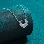 S925 Sterling Silver Moissanite Necklace for Women, Crescent Smile Diamond Pendant, Delicate Sweet High-End
