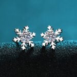 S925 Sterling Silver Moissanite Snowflake Earrings for Students, Factory Direct
