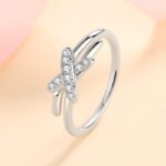 S925 Sterling Silver Ring for Women Moissanite Cross Band Ring