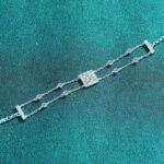 S925 Sterling Silver Hand-Set Moissanite Bracelet, Sapphire Blue Color Stone, Square Double Chain, New Style