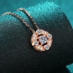 S925 Sterling Silver Four-Prong Moissanite Champagne Gold Necklace Pendant for Women, Fresh and Elegant Daily Style