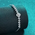 S925 Sterling Silver Moissanite Bracelet Cubic Zirconia Adjustable Chain Minimalist Style