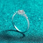 S925 Sterling Silver Moissanite Ring for Women, Square Geometric Design, Light Luxury Gift