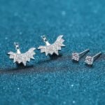 S925 Sterling Silver Snowflake Earrings for Women with Moissanite
