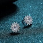 925 Silver Stud Earrings for Women, Four-Prong 1 Carat Moissanite, Round Cubic Zirconia Earrings