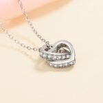 S925 Silver Interlocking Hearts Moissanite Necklace Rose Gold Plated Choker