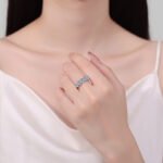 S925 Sterling Silver Moissanite Ring Women Oval Eternity Band Fashion Light Luxury