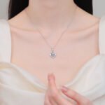 S925 Sterling Silver Moissanite Necklace for Women, Heart Hollow Out Collarbone Chain, Light Luxury European and American Style Pendant