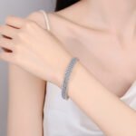 S925 Sterling Silver Bracelet Full Moissanite Tennis Style Bangle