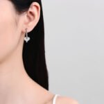 S925 Sterling Silver Plated Champagne Gold Heart-shaped Moissanite Stud Earrings for Women, 70 Points, Sweet and Simple Daily Style