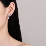 S925 Silver Moissanite Pearl Earrings Butterfly Bow Sweet Cute Elegant Design