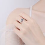 S925 Silver Snowflake Button Ring Fashionable Simple Style Moissanite Women's Ring